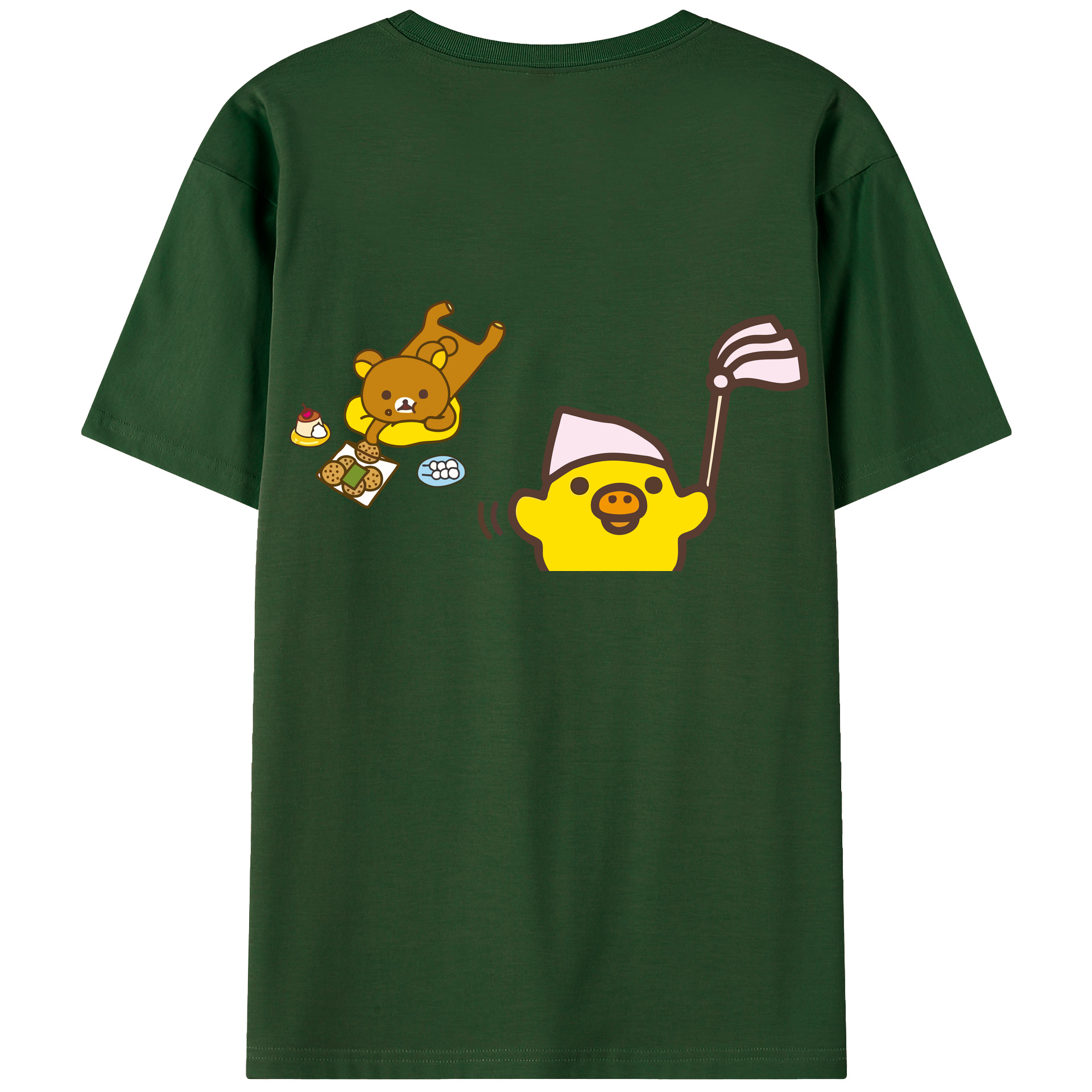 （画像用） リラックマ リラックマ キイロイトリ Rilakkuma Korilakkuma Kiiroitori 綿100％半袖Tシャツ（背面プリント）
